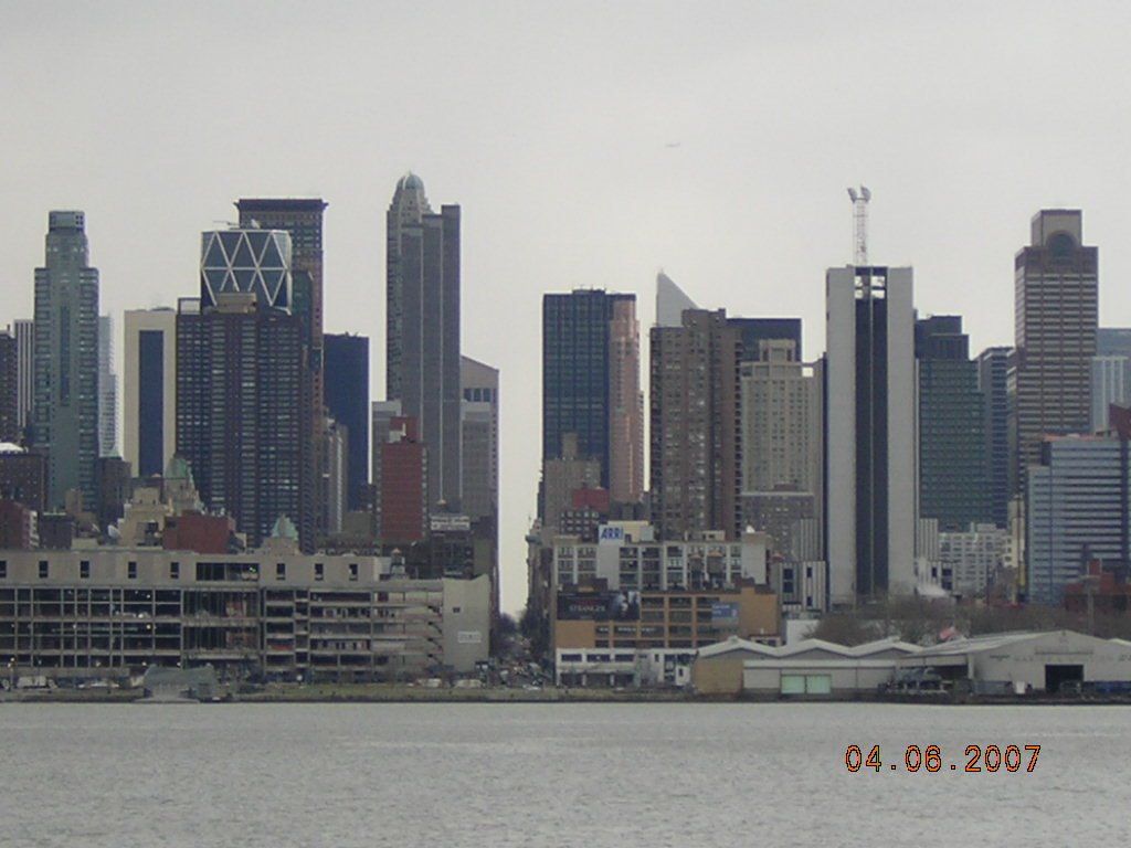 Looking Straight At 53rd Street in NYC (From Port Imperial Ferry Terminals Parking Lot 4-6-2007)