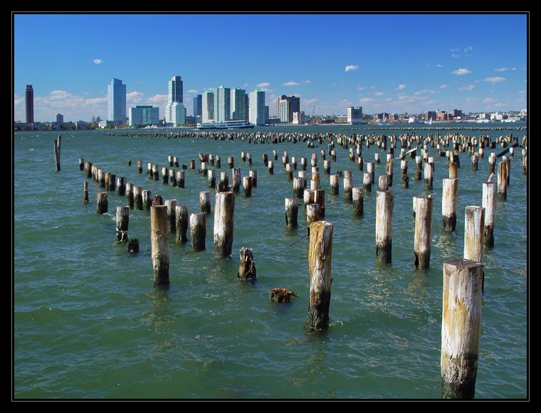 Old pier and New Jersey view