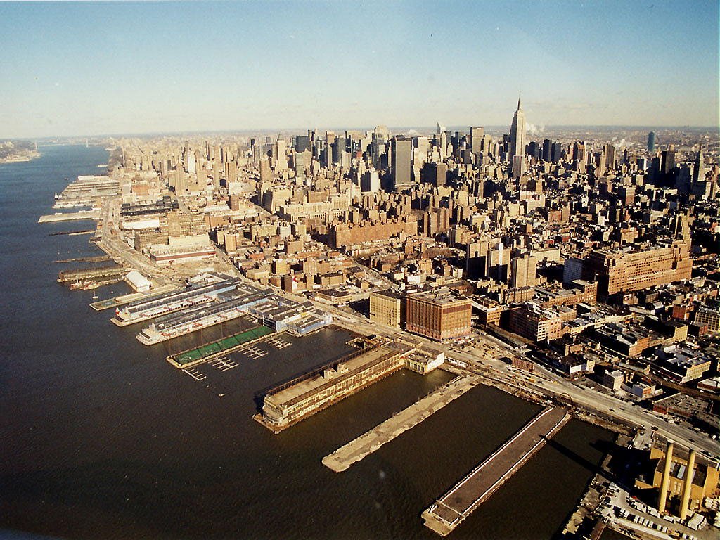 USA, à Manhattan, les quais le long du fleuve Hudson.