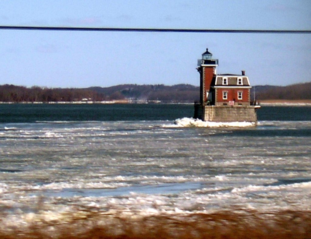 Hudson-Athens Lighthouse On The Hudson River, As Seen From Amtrak, 3-2-2009