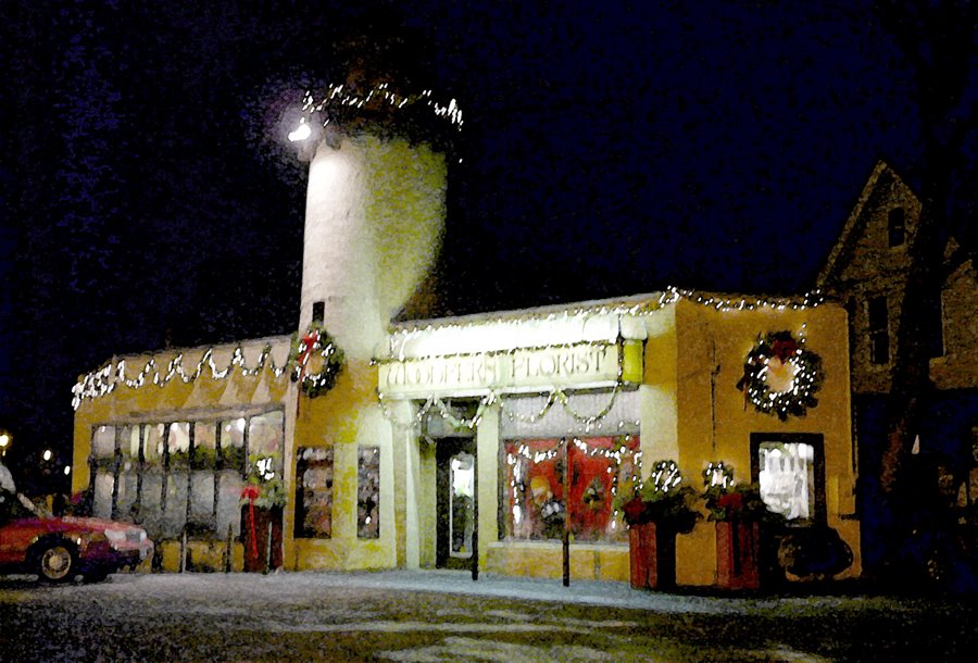 copyrighted__  Christmas Lighthouse 2009 (WoodfernFlorist)