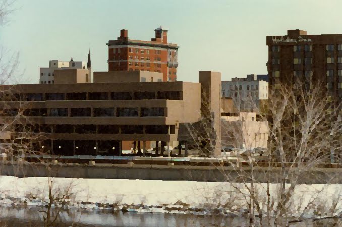 (copyrighted)  looking across the Chenango River in 1980 view from apartment