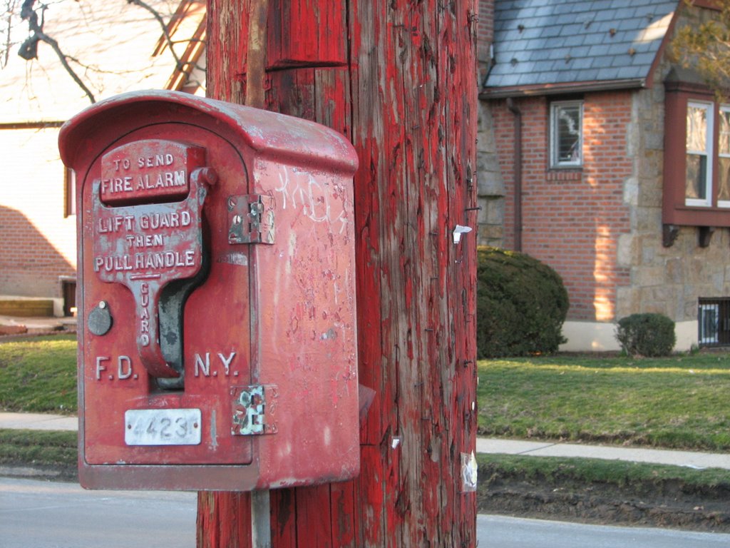 Fire alarm next to Flushing Cemetery, Kissena, Queens, NYC