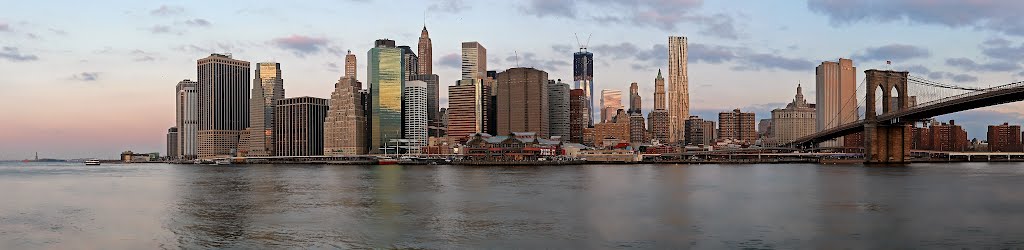 New York, USA, Manhattan before sunrise, panorama