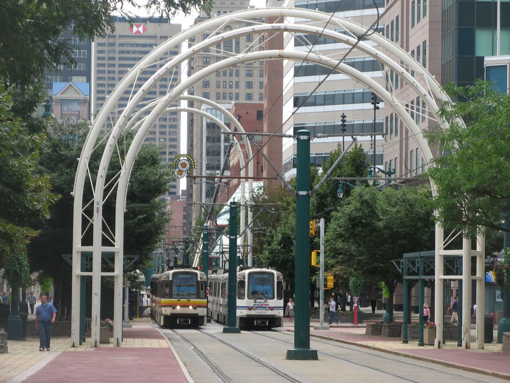 light rail on Main St. in Theater District, Buffalo