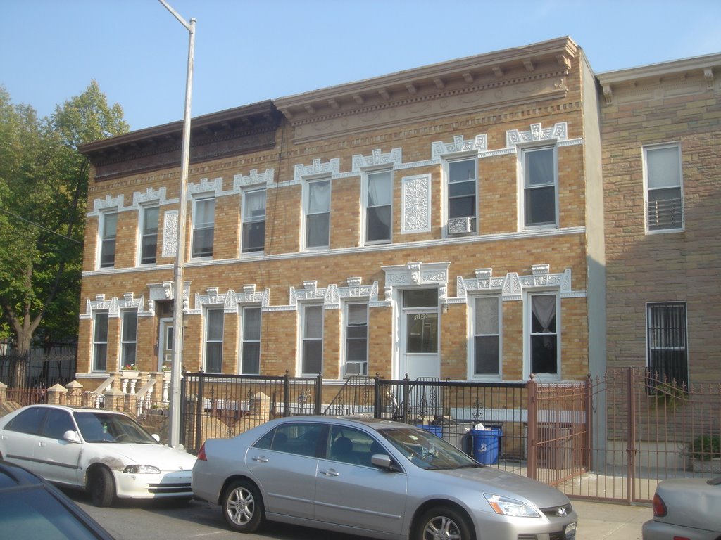 Apartment buildings on 38th Street between 31st Ave and Broadway in Astoria facing southeast on October 17, 2007