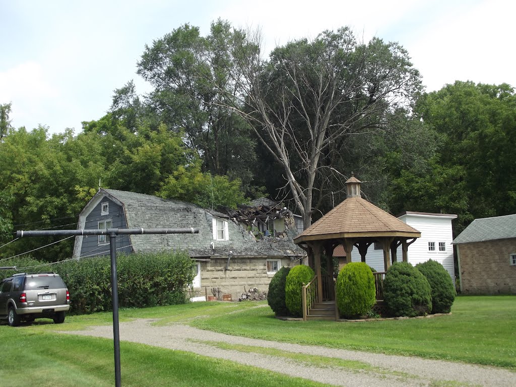 Fallen Barn, Gazebo, sign of the times.