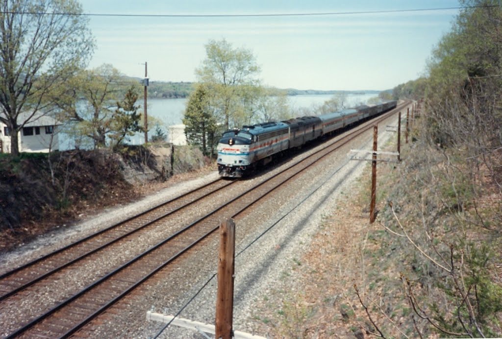 Southbound Amtrak Passenger Train at Hyde Park, NY