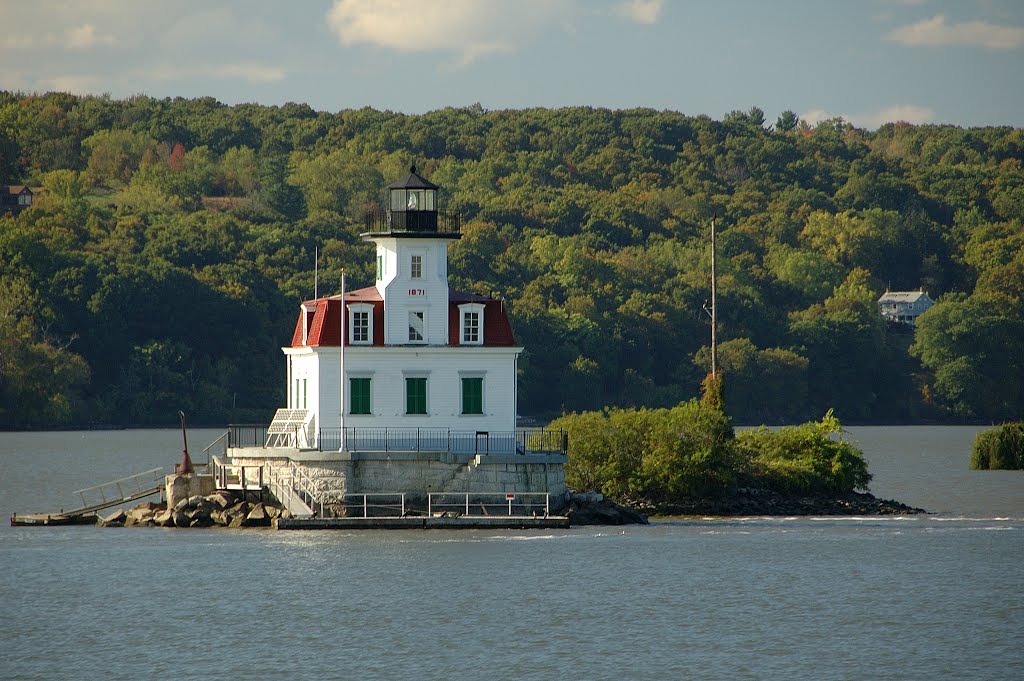 Restored Esopus Lighthouse, the last wooden lighthouse on the Hudson River.