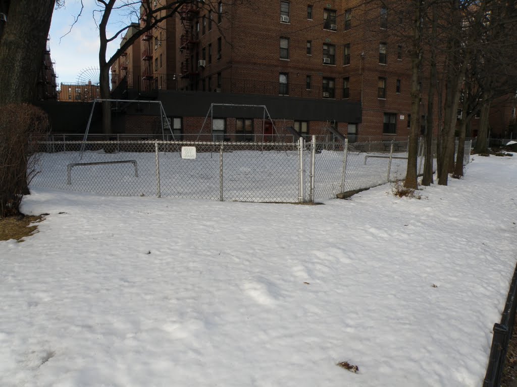 The play Ground round the corner of my house covered with snow.