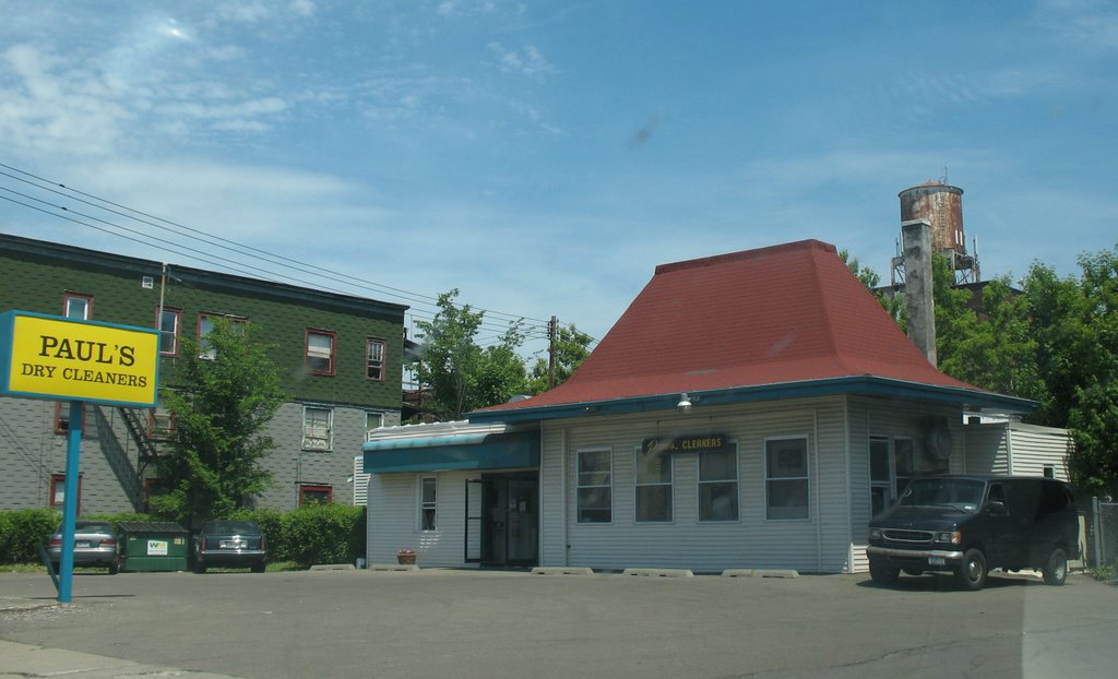 Pauls Dry Cleaners and water tower