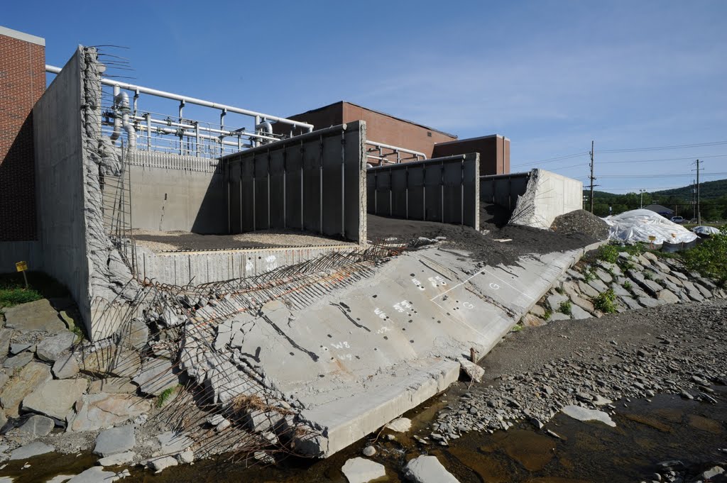 Collapsed wall at Binghamton-Johnson City sewage plant