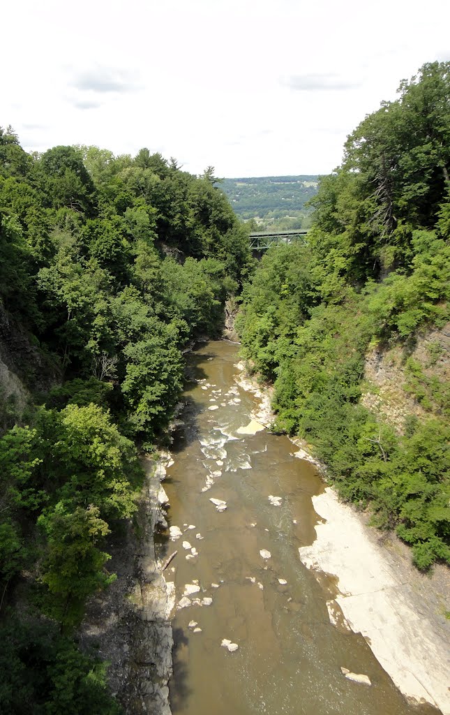 Cornell gorge and falls from the pedestrian bridge