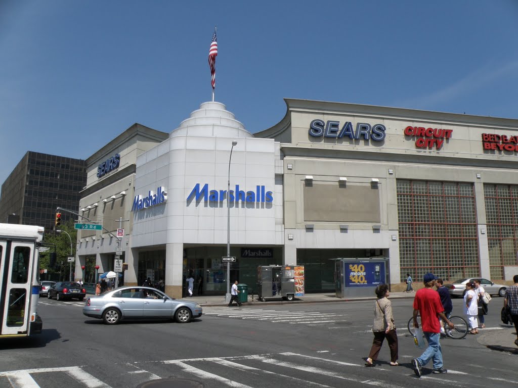 Beautiful view of Malls On Queens blvd in the spring in New York.