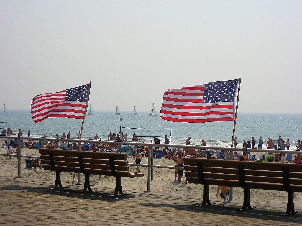Flags on Long Beach NY