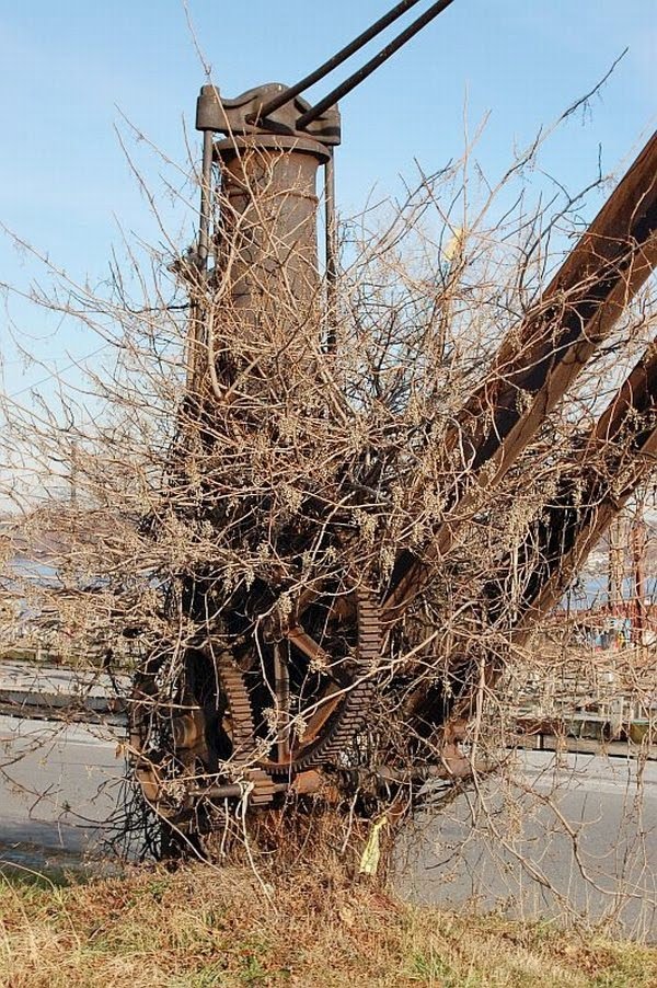 This old loading dock crane still stands where the New York Central Railroad freight yard once was at Newburgh, NY