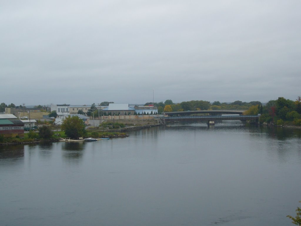 View of bridges where Oswegatchie meets St. Lawrence River