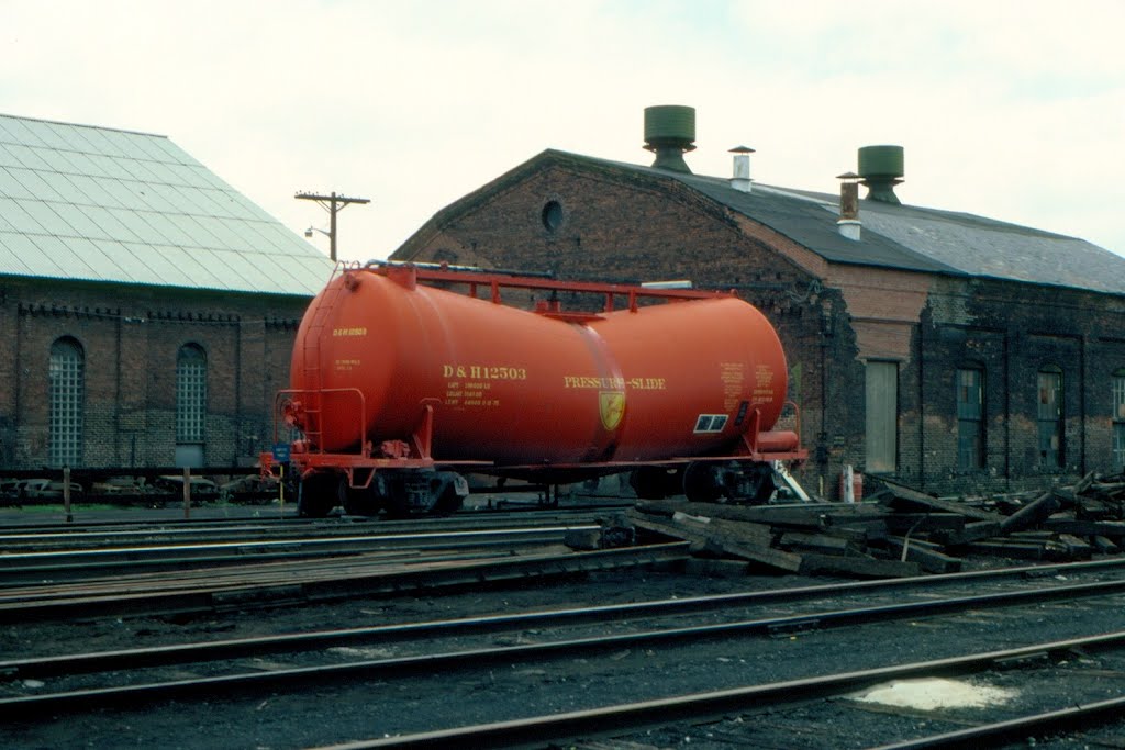 Delaware and Hudson Railway Pressure - Slide Covered Hopper No. 5018 at Oneonta, NY