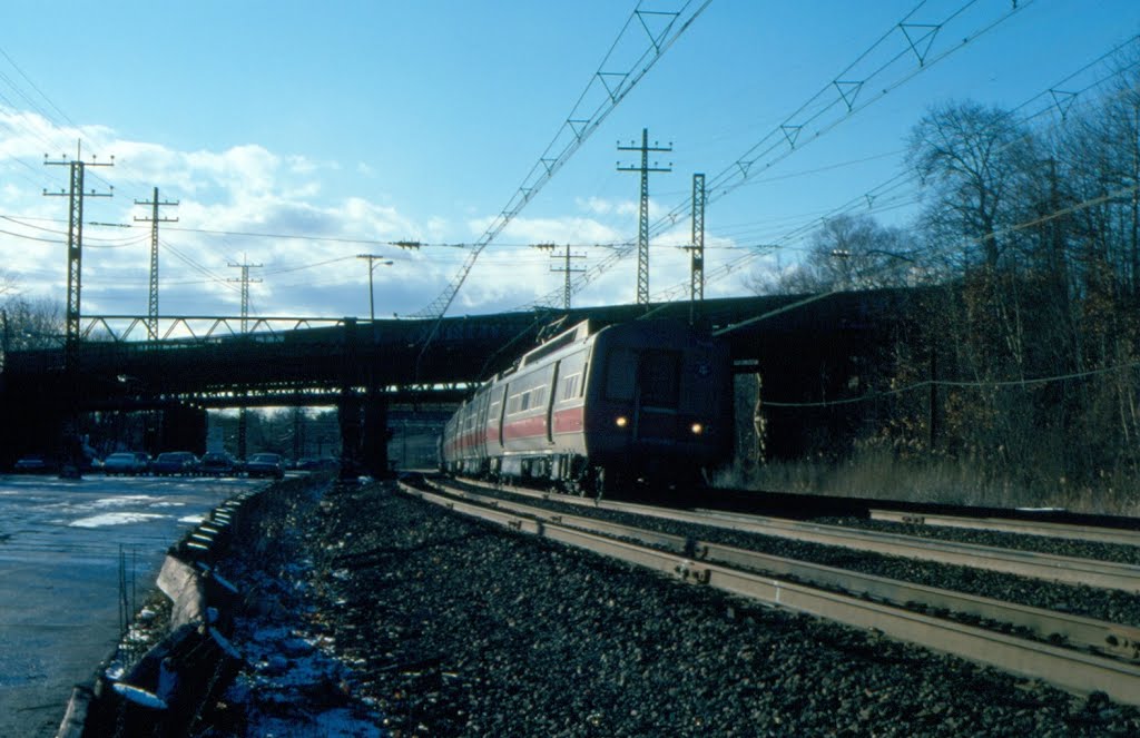 Northbound Connecticut Department of Transportation Commuter Train at Rye, NY