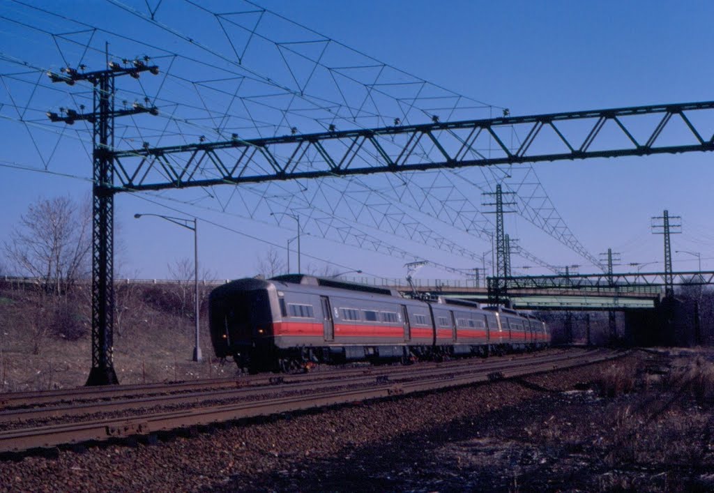 Southbound Connecticut Department of Transportation Commuter Train at Rye, NY
