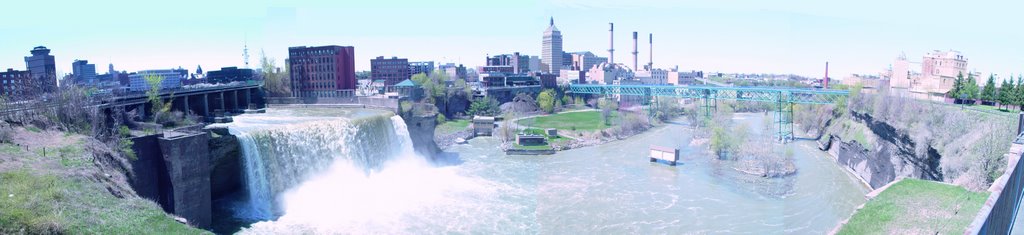 panoramic of Rochester, high falls, Kodak, Genesee Brewery (5-2005)