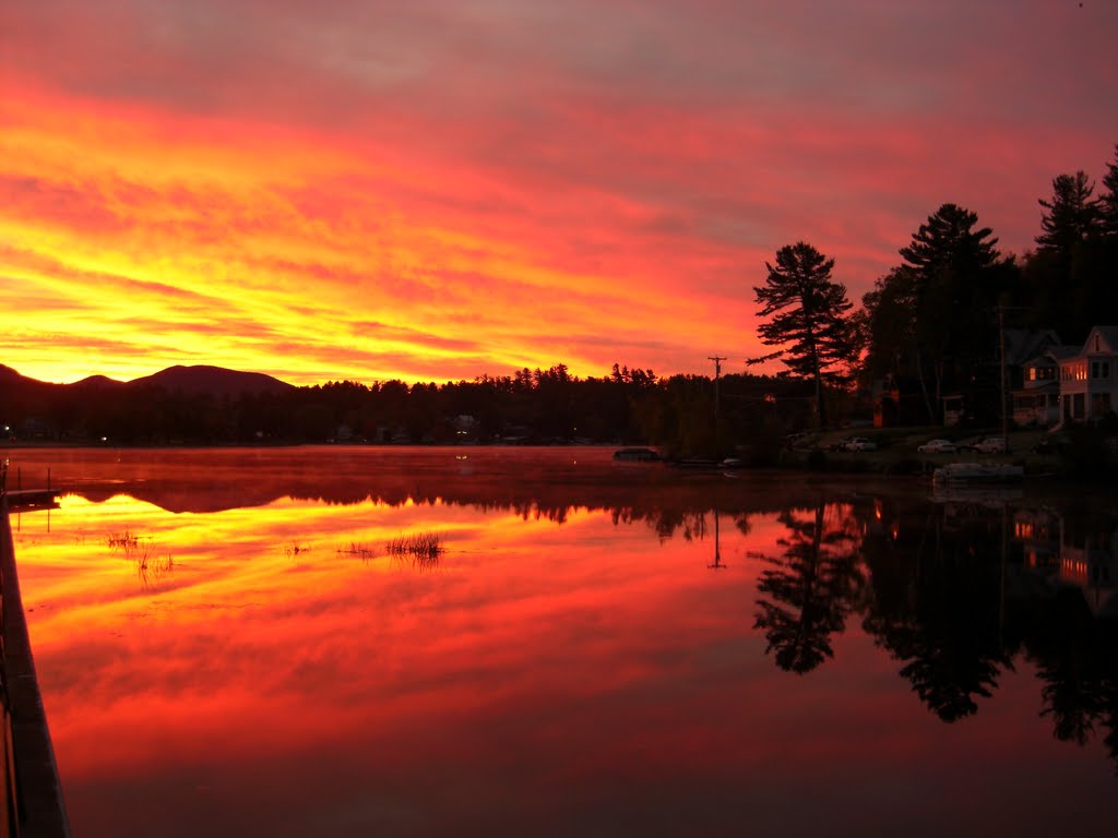 Saranac Lake, NY. Sunrise on Lake Flower, oct 17, 2007