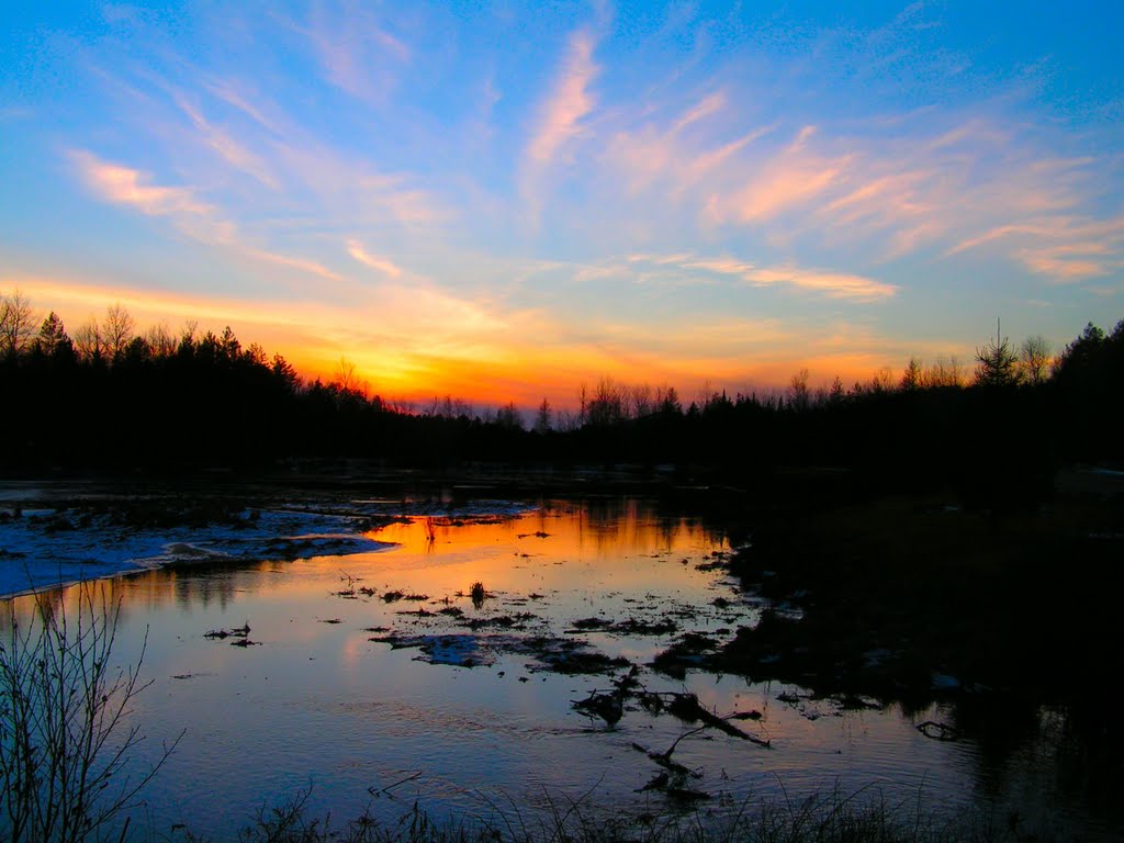 Saranac Lake High School Pond, sunset, first day of winter, 4:17pm Dec 21, 2006
