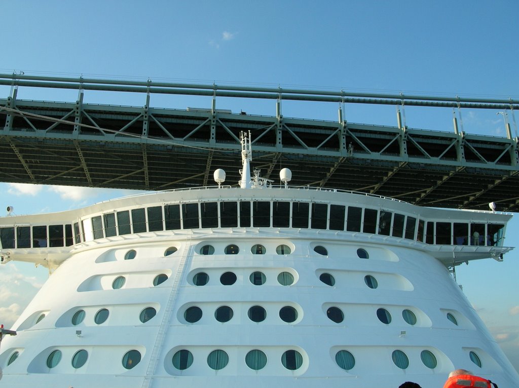 Explorer of the Seas passing beneath Verrazano Narrows Bridge