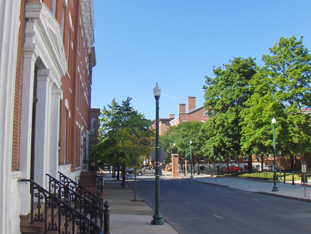 Looking North on 1st St on Russell Sage Campus