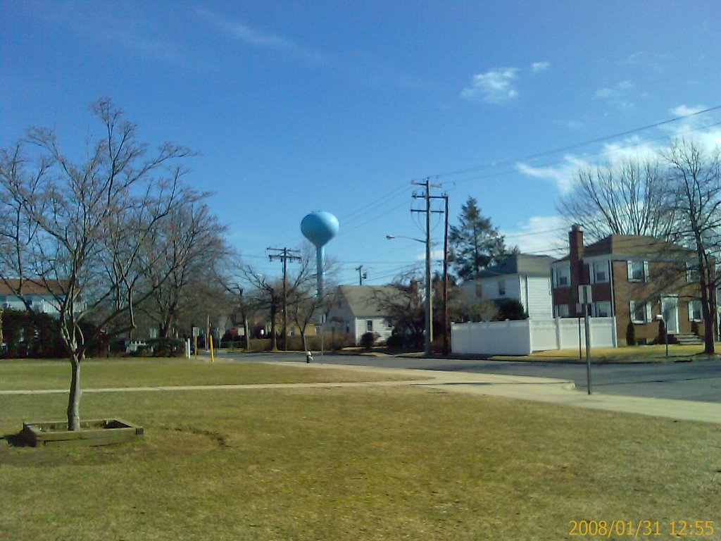 Franklin Square east water tower. view from wss school ground.