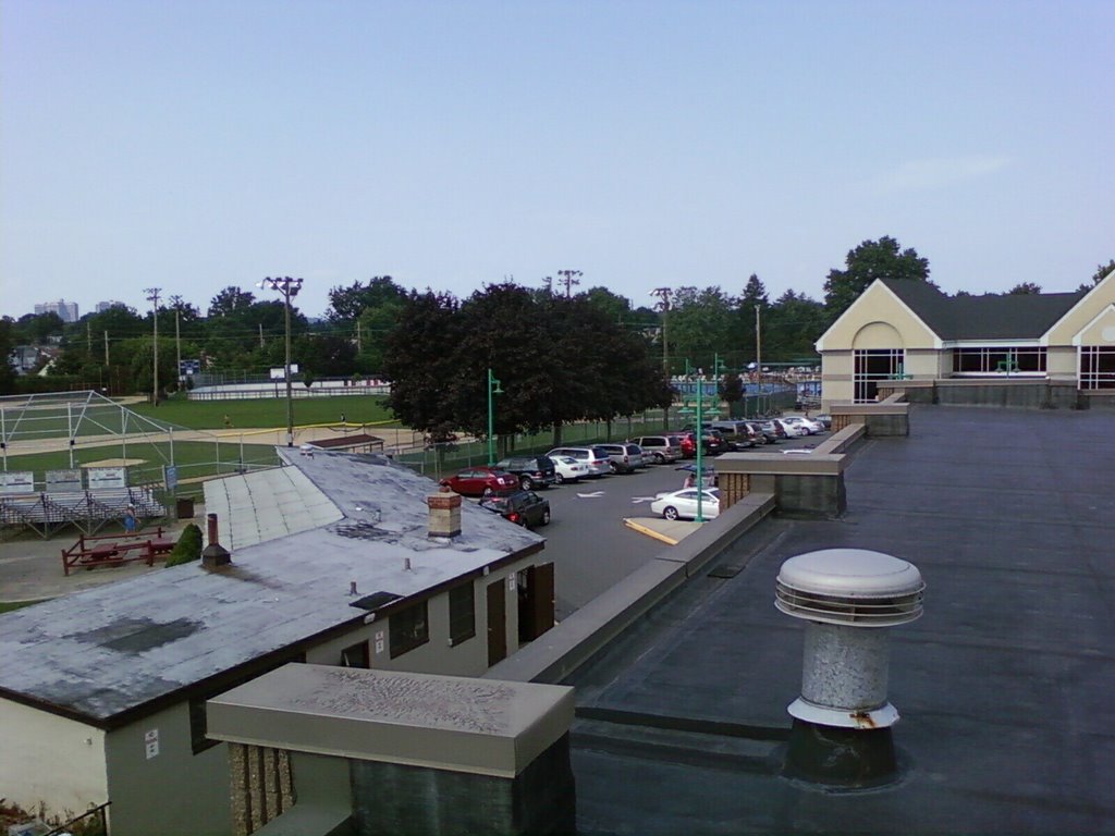 Roof of DPW building in floral park