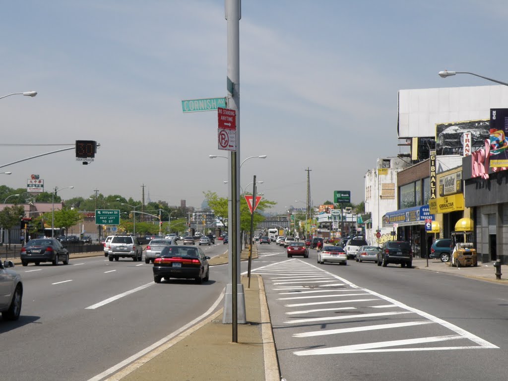 Beautiful Queens Blvd in the spring in New York.