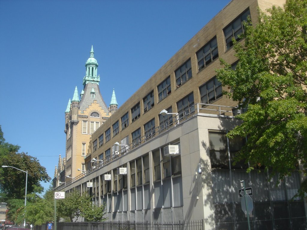 Newtown High School facing north from 50th Ave and 90th St