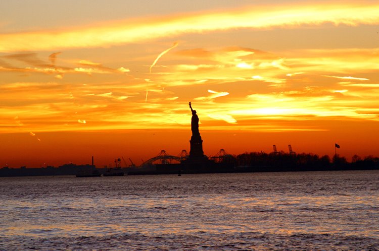 Lady Liberty viewed from Battery Park, New York City: December 28, 2003