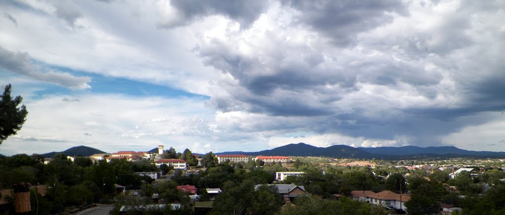 View of WNMU from Boston Hill with mountain range behind.