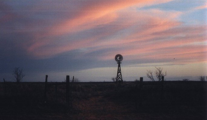 West Texas Windmill at Sunset, USA