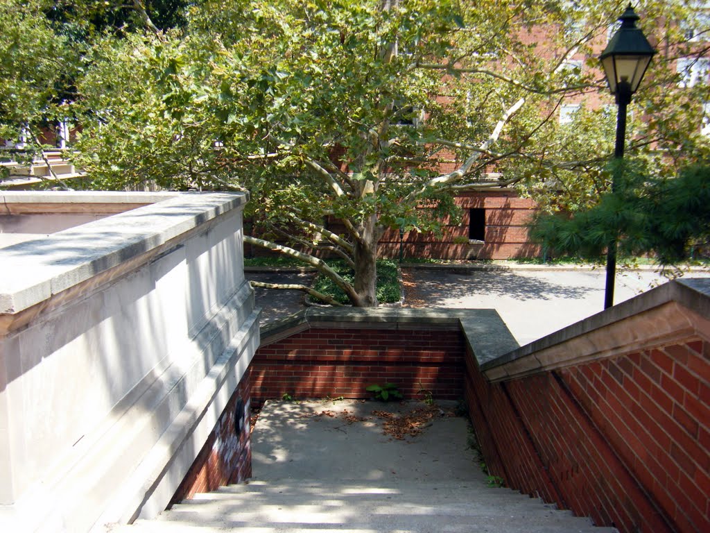 Staircase to lower level of West Green