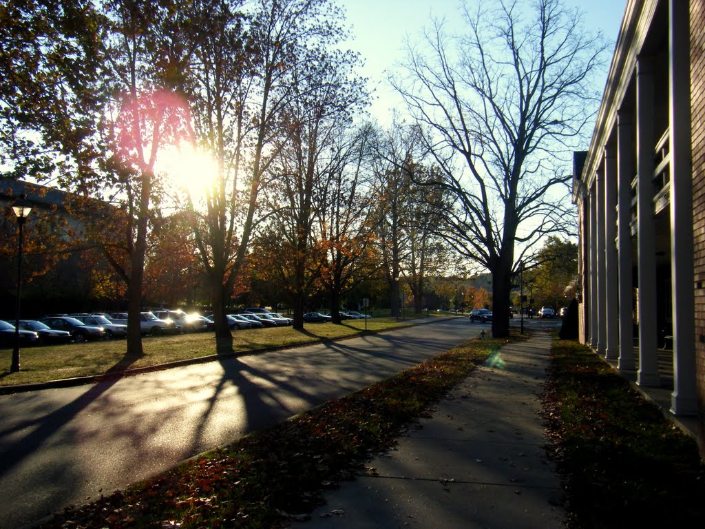 Sun setting over Ping Center