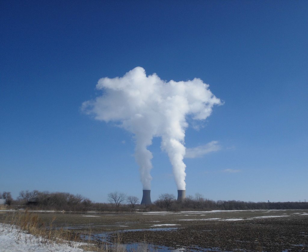 The steam from Enrico Fermi nuclear power generation station