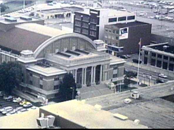 1985 View of Memorial Hall from Office Bldg - Downtown, Dayton, OH, USA