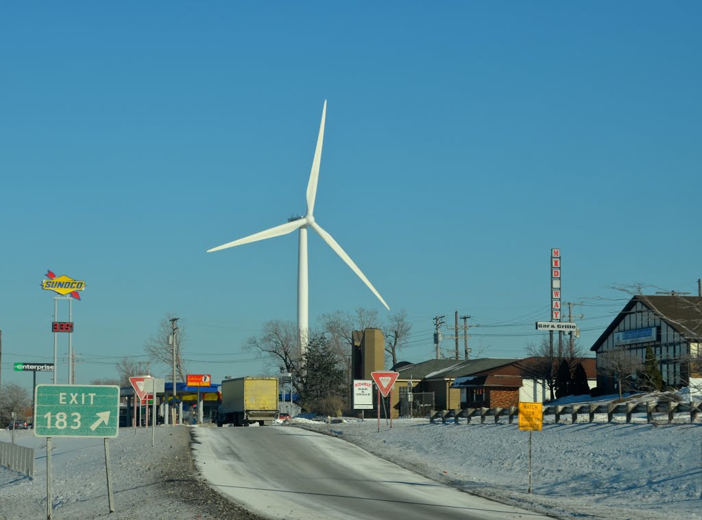Wind turbine at E222 st & St. Clair Ave