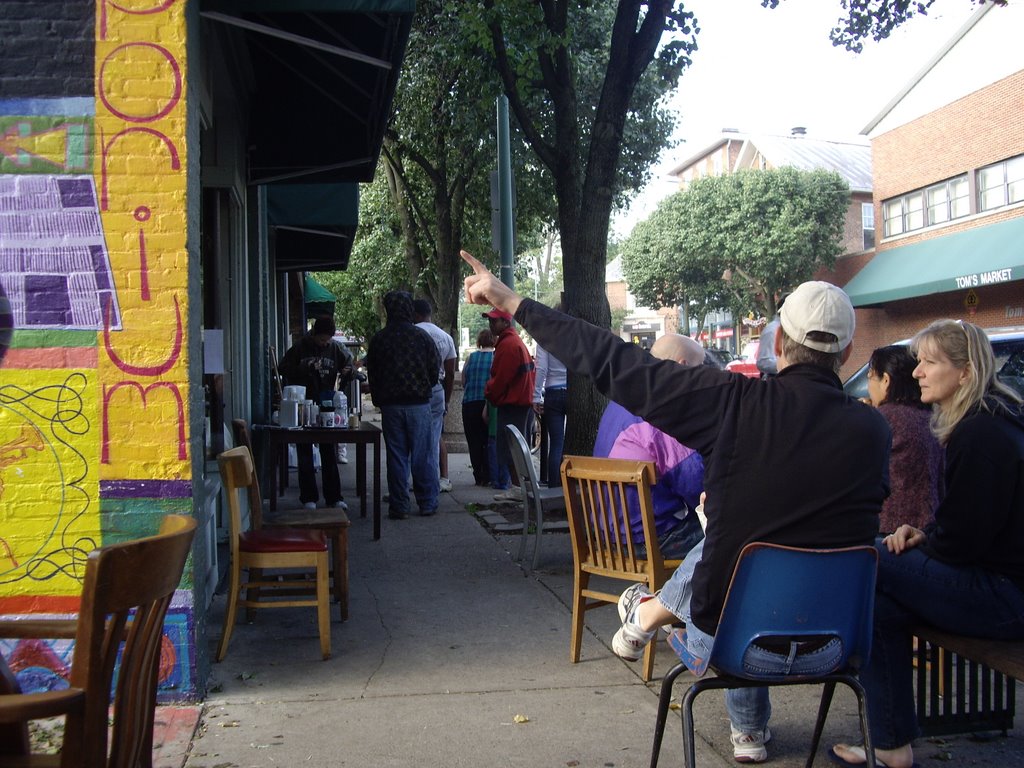 Outside Emporium Wines and the Underdog Cafe, downtown Yellow Springs, OH