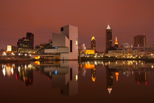 Rock and Roll Hall of Fame Museum & Skyline Reflection - Cleveland, Ohio