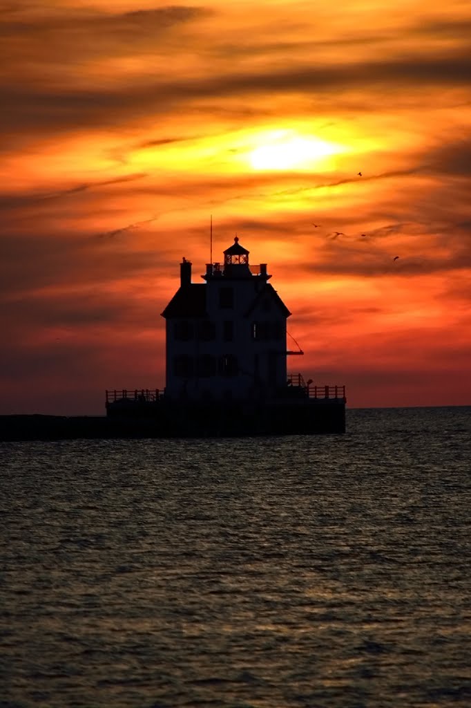 Lorain Lighthouse at sunset