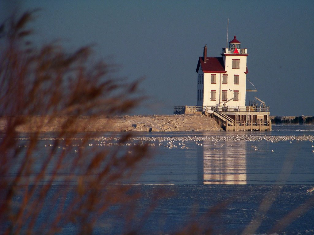 Lorain Lighthouse after sunrise