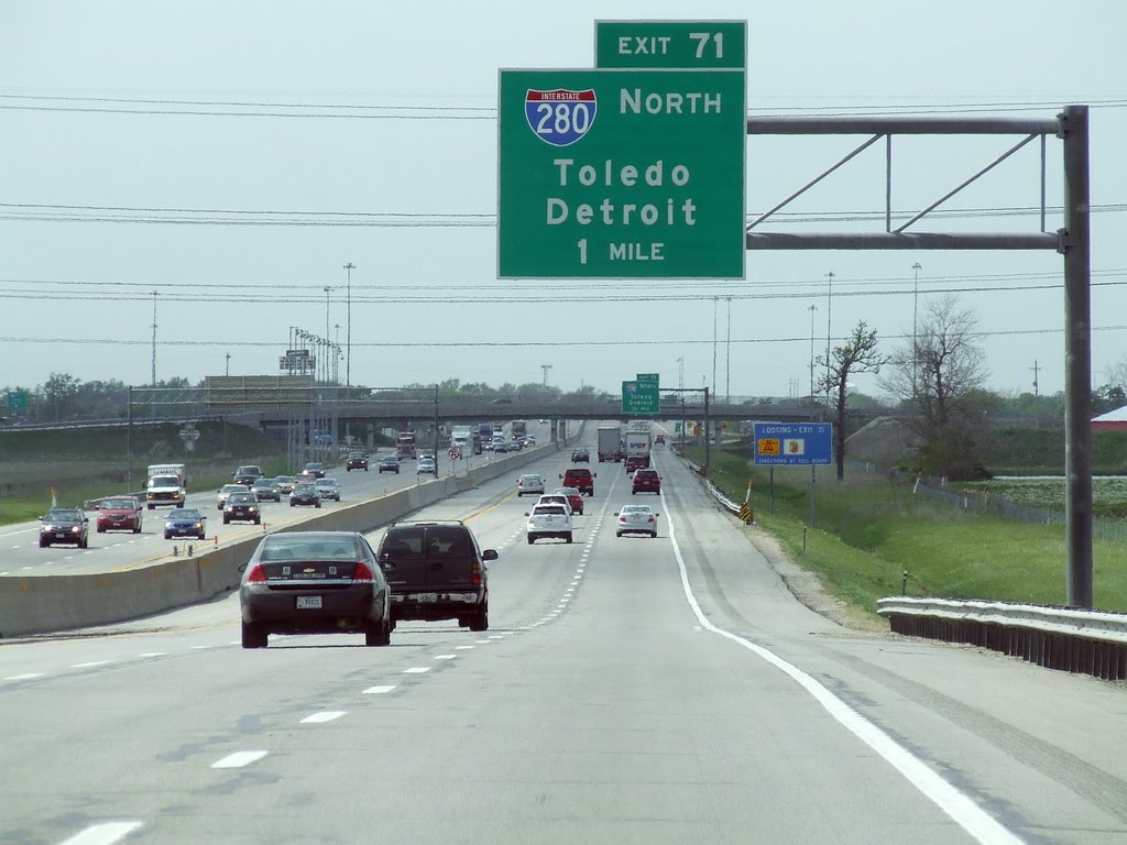 I-90, Exit 71 I-280 North Toledo Detroit 1 mile
