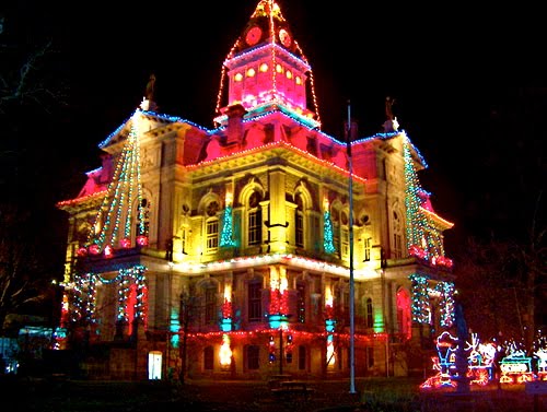 Newark, Ohio, Licking County Courthouse at Christmastime.