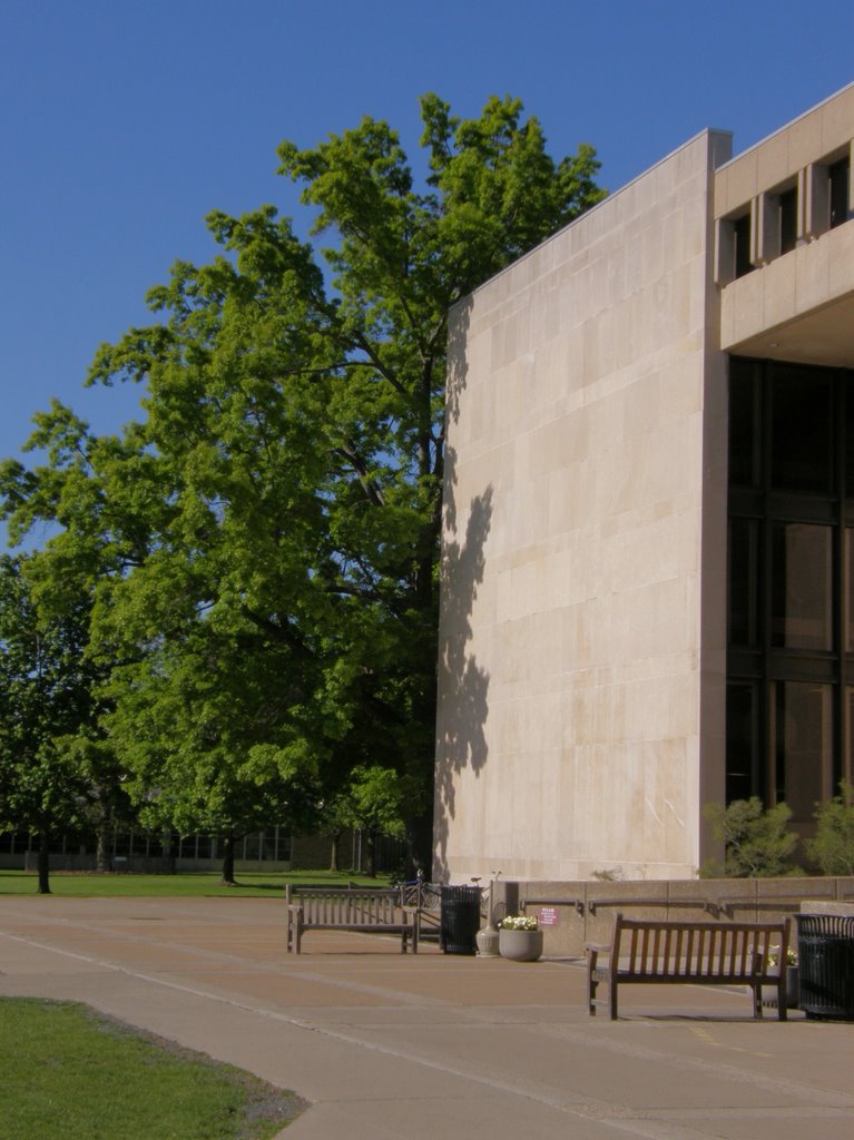 Mudd Learning Center: Brutalist architecture softened by nature