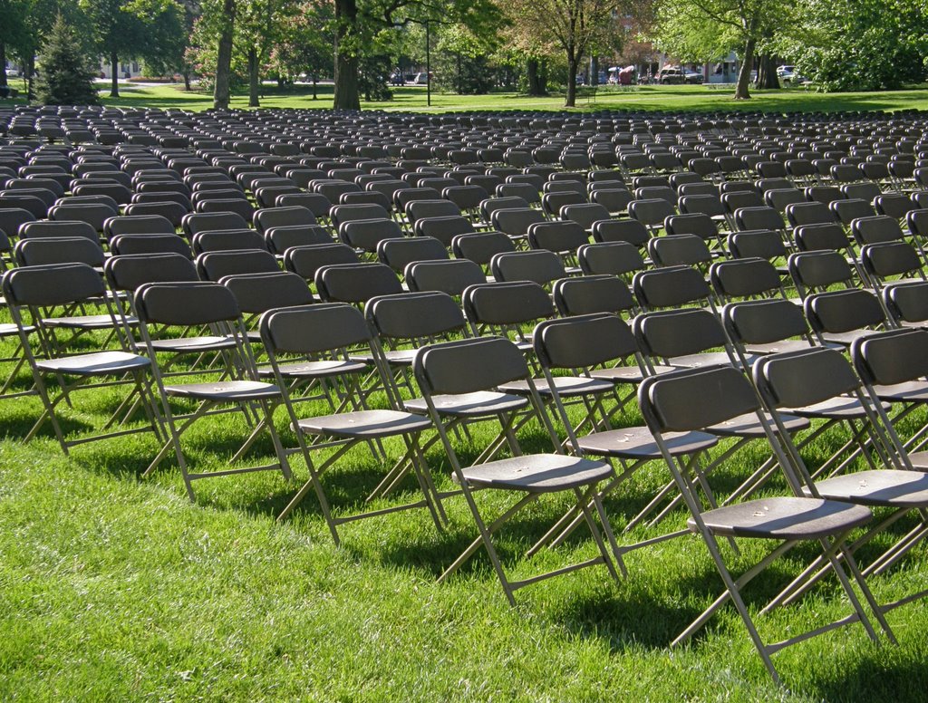 Chairs on Tappan Square: Waiting for the graduation ceremony