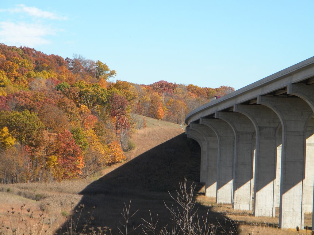 I 80 turnpike bridge over towpath near boston mills as seen from Riverview Rd.